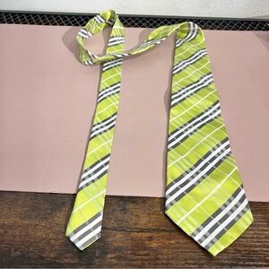 Kai‎ Long 100% Silk Green & Black Plaid Necktie Hand Made